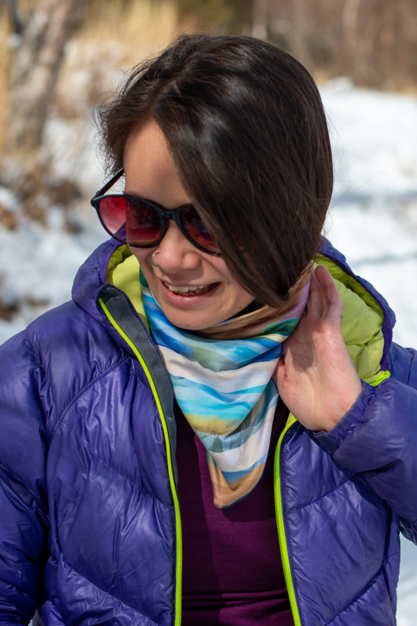 Mountain Recycled Fleece V Front Neck Warmer - Image 5